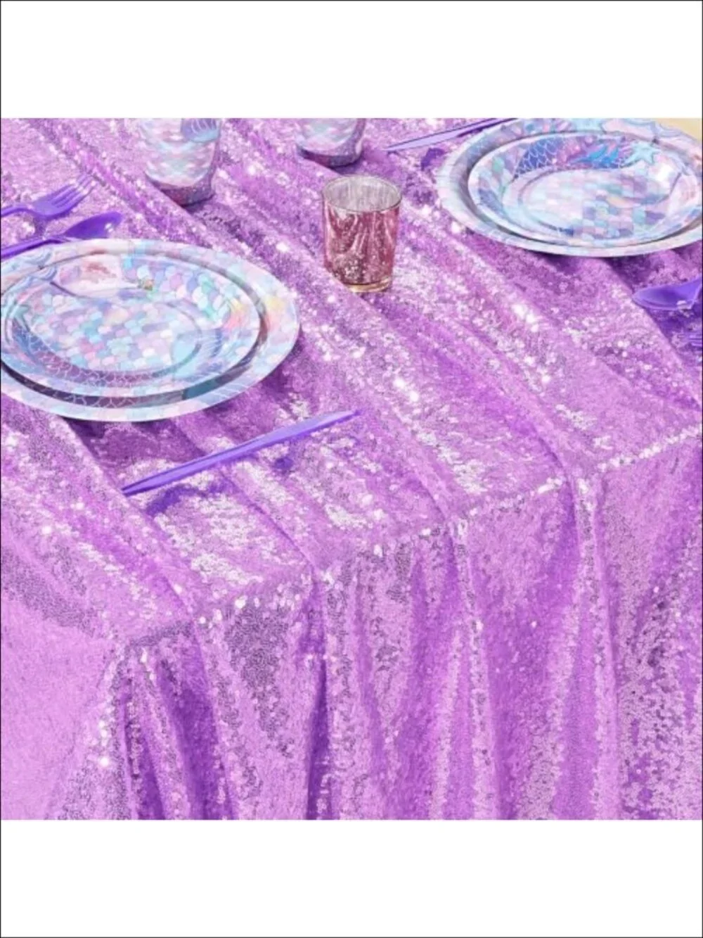 Sequin Tablecloth Rectangular Overlay Shimmer Fabric Party